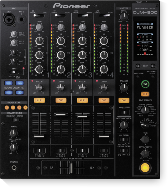 Mikser audio Pioneer DJM 800.png z góry